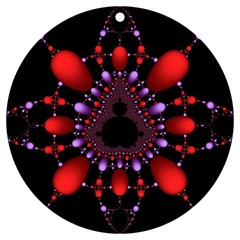 Fractal Red Violet Symmetric Spheres On Black Uv Print Acrylic Ornament Round by Ket1n9