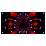 Fractal Red Violet Symmetric Spheres On Black Banner and Sign 4  x 2  Front