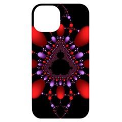 Fractal Red Violet Symmetric Spheres On Black Iphone 14 Black Uv Print Case by Ket1n9