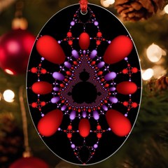 Fractal Red Violet Symmetric Spheres On Black Uv Print Acrylic Ornament Oval by Ket1n9