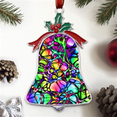 Network Nerves Nervous System Line Metal Holly Leaf Bell Ornament by Ket1n9