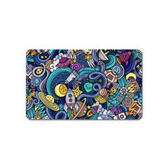 Cartoon Hand Drawn Doodles On The Subject Of Space Style Theme Seamless Pattern Vector Background Magnet (name Card) by Ket1n9