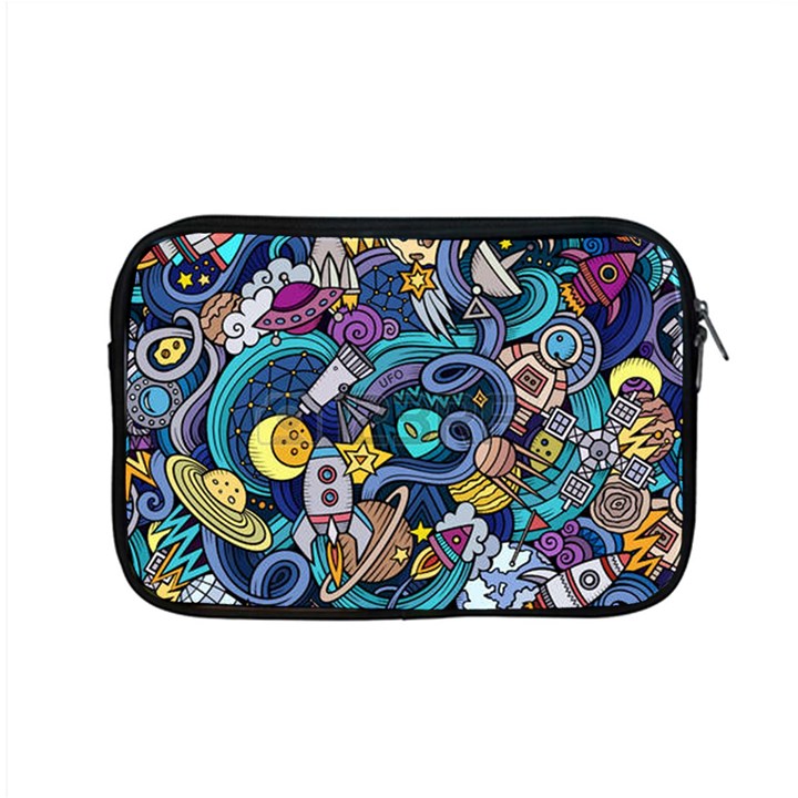 Cartoon Hand Drawn Doodles On The Subject Of Space Style Theme Seamless Pattern Vector Background Apple MacBook Pro 15  Zipper Case