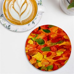 Leaves Texture Uv Print Round Tile Coaster by Ket1n9