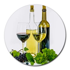 White Wine Red Wine The Bottle Round Mousepad by Ket1n9