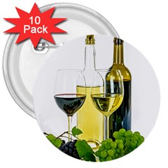 White Wine Red Wine The Bottle 3  Buttons (10 Pack)  by Ket1n9