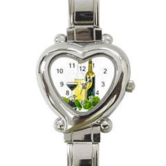 White Wine Red Wine The Bottle Heart Italian Charm Watch by Ket1n9