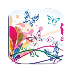 Butterfly Vector Art Square Metal Box (black) by Ket1n9