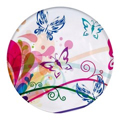 Butterfly Vector Art Round Glass Fridge Magnet (4 Pack)