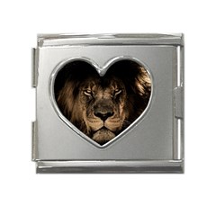 African Lion Mane Close Eyes Mega Link Heart Italian Charm (18mm) by Ket1n9