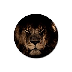 African Lion Mane Close Eyes Rubber Coaster (round) by Ket1n9