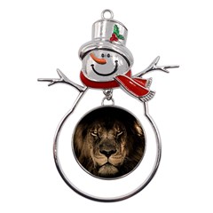 African Lion Mane Close Eyes Metal Snowman Ornament by Ket1n9