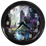 Fantastic World Fantasy Painting Wall Clock (Black) Front