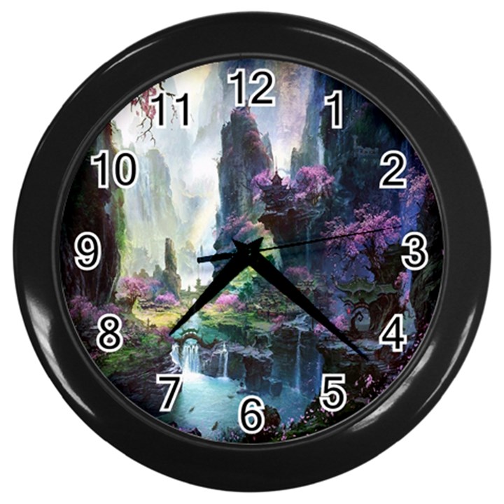 Fantastic World Fantasy Painting Wall Clock (Black)