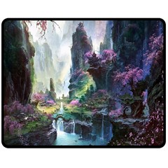 Fantastic World Fantasy Painting Two Sides Fleece Blanket (medium) by Ket1n9