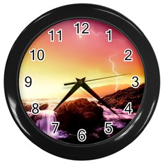 California Sea Ocean Pacific Wall Clock (black) by Ket1n9