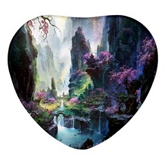 Fantastic World Fantasy Painting Heart Glass Fridge Magnet (4 Pack) by Ket1n9