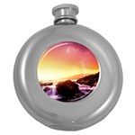 California Sea Ocean Pacific Round Hip Flask (5 oz) Front