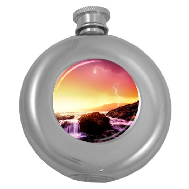 California Sea Ocean Pacific Round Hip Flask (5 oz)