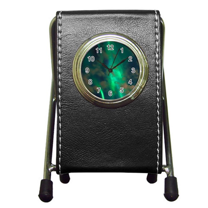 Northern-lights-plasma-sky Pen Holder Desk Clock