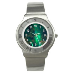 Northern-lights-plasma-sky Stainless Steel Watch by Ket1n9