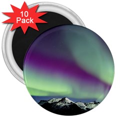 Aurora Stars Sky Mountains Snow Aurora Borealis 3  Magnets (10 Pack)  by Ket1n9