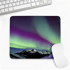 Aurora Stars Sky Mountains Snow Aurora Borealis Large Mousepad by Ket1n9