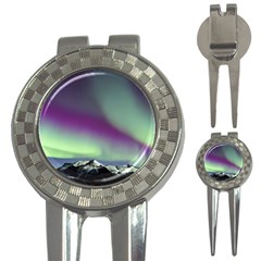 Aurora Stars Sky Mountains Snow Aurora Borealis 3-in-1 Golf Divots by Ket1n9