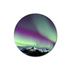 Aurora Stars Sky Mountains Snow Aurora Borealis Magnet 3  (round) by Ket1n9