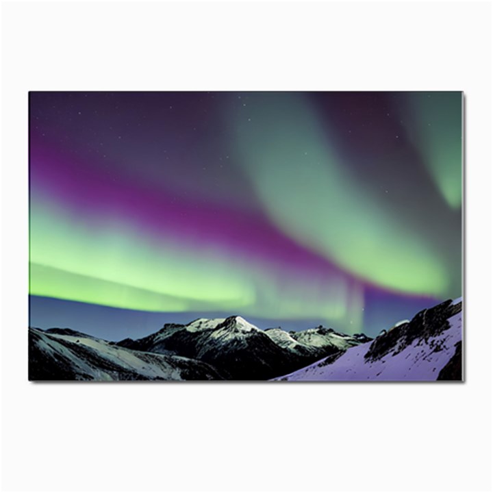 Aurora Stars Sky Mountains Snow Aurora Borealis Postcards 5  x 7  (Pkg of 10)