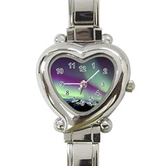 Aurora Stars Sky Mountains Snow Aurora Borealis Heart Italian Charm Watch by Ket1n9