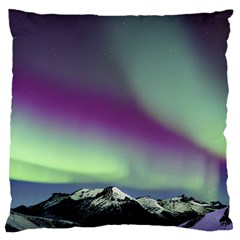 Aurora Stars Sky Mountains Snow Aurora Borealis Large Cushion Case (two Sides)