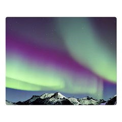 Aurora Stars Sky Mountains Snow Aurora Borealis Two Sides Premium Plush Fleece Blanket (large) by Ket1n9