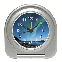 Aurora Borealis Lofoten Norway Travel Alarm Clock by Ket1n9