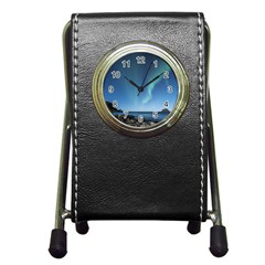 Aurora Borealis Lofoten Norway Pen Holder Desk Clock by Ket1n9