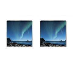 Aurora Borealis Lofoten Norway Cufflinks (square) by Ket1n9