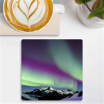 Aurora Stars Sky Mountains Snow Aurora Borealis UV Print Square Tile Coaster  Front