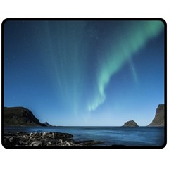 Aurora Borealis Lofoten Norway Fleece Blanket (medium)