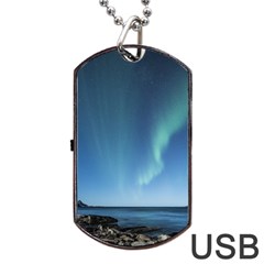 Aurora Borealis Lofoten Norway Dog Tag Usb Flash (two Sides)