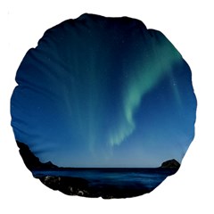 Aurora Borealis Lofoten Norway Large 18  Premium Round Cushions by Ket1n9