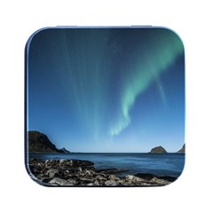 Aurora Borealis Lofoten Norway Square Metal Box (black) by Ket1n9