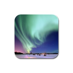 Aurora Borealis Alaska Space Rubber Square Coaster (4 Pack) by Ket1n9