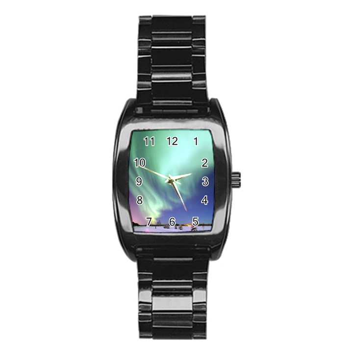 Aurora Borealis Alaska Space Stainless Steel Barrel Watch