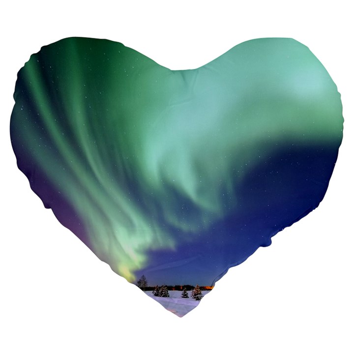 Aurora Borealis Alaska Space Large 19  Premium Flano Heart Shape Cushions