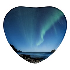 Aurora Borealis Lofoten Norway Heart Glass Fridge Magnet (4 Pack) by Ket1n9