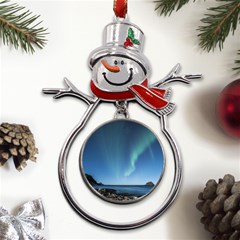 Aurora Borealis Lofoten Norway Metal Snowman Ornament by Ket1n9