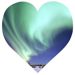 Aurora Borealis Alaska Space Wooden Puzzle Heart by Ket1n9