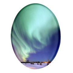 Aurora Borealis Alaska Space Oval Glass Fridge Magnet (4 Pack) by Ket1n9