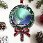 Aurora Borealis Alaska Space Metal X Mas Lollipop with Crystal Ornament Front