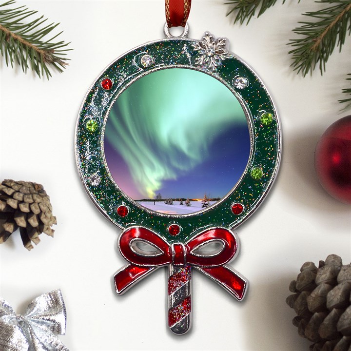 Aurora Borealis Alaska Space Metal X Mas Lollipop with Crystal Ornament